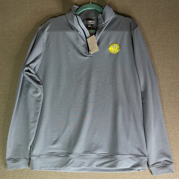 Peter Millar Perth Sugar Stripe Performance Quarter-Zip Golf Sport Men Size L - Picture 1 of 8